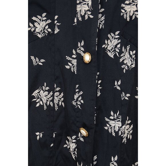 Lacy After Noon PLUS 2X Floral Lace Pearl Button Down Shirt Blouse Made in USA - Picture 4 of 12